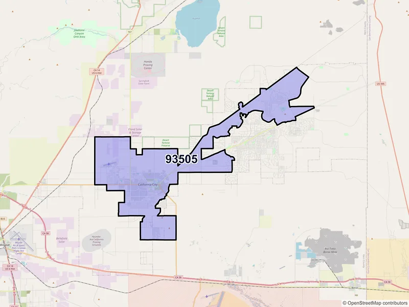 Map of ZIP Code 93505 — California City, CA