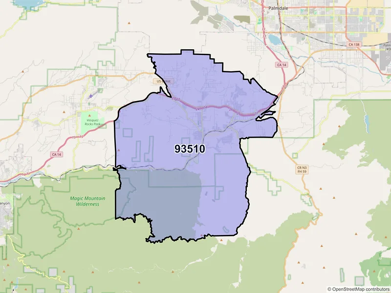 Map of ZIP Code 93510 — Acton, CA