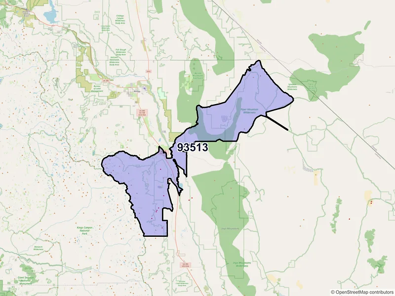 Map of ZIP Code 93513 — Big Pine, CA