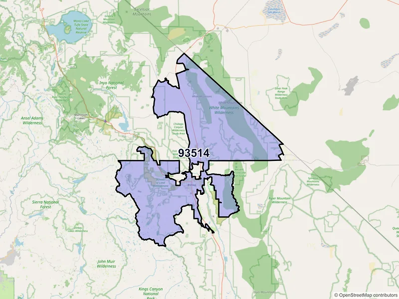 Map of ZIP Code 93514 — Bishop, CA