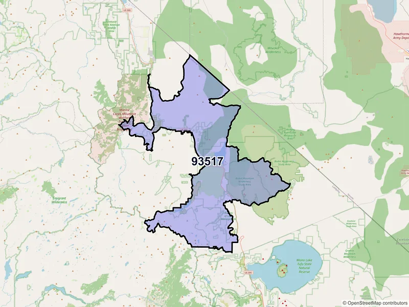 Map of ZIP Code 93517 — Bridgeport, CA