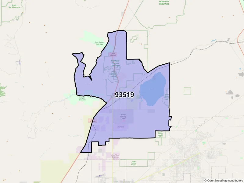 Map of Cantil, California and ZIP codes