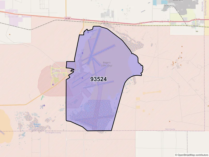 Map of ZIP Code 93524 — Edwards, CA