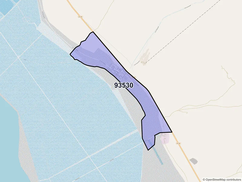 Map of Keeler, California and ZIP codes