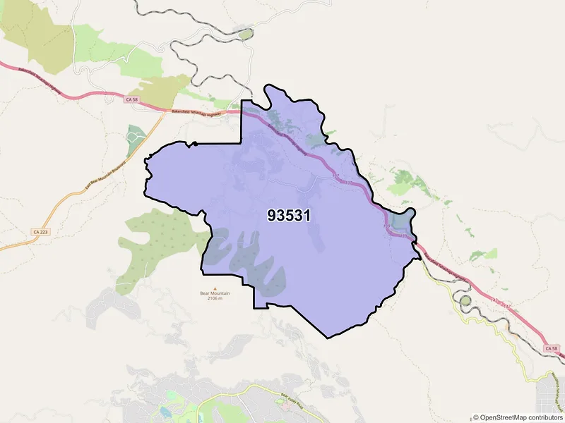Map of ZIP Code 93531 — Keene, CA