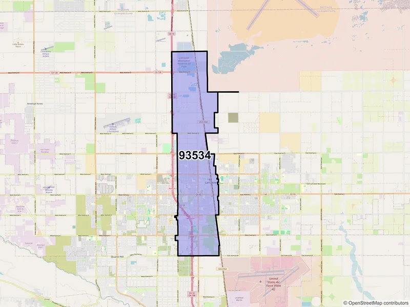 Map of ZIP Code 93534 — Lancaster, CA