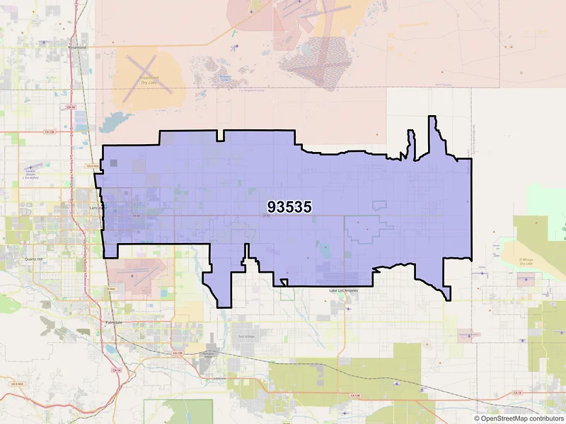 Map of ZIP Code 93535 — Lancaster, CA
