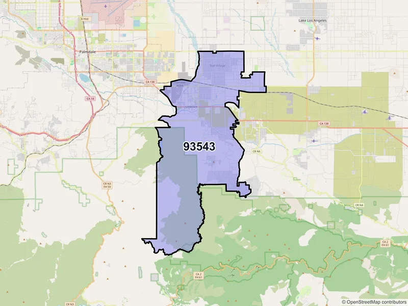 Map of ZIP Code 93543 — Littlerock, CA