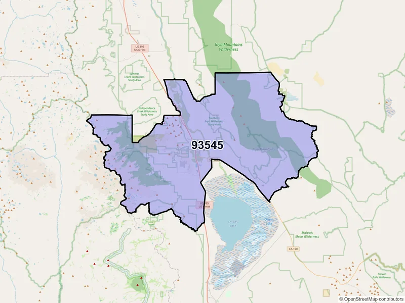 Map of ZIP Code 93545 — Lone Pine, CA