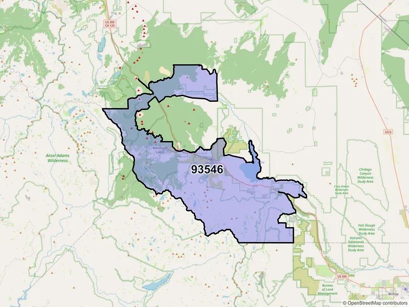 Map of ZIP Code 93546 — Mammoth Lakes, CA