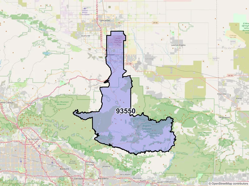 Map of ZIP Code 93550 — Palmdale, CA