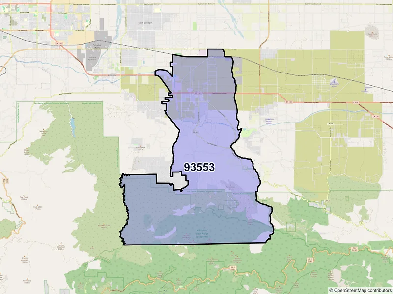 Map of ZIP Code 93553 — Pearblossom, CA