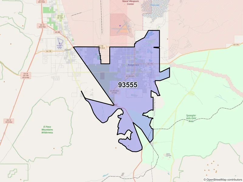 Map of ZIP Code 93555 — Ridgecrest, CA