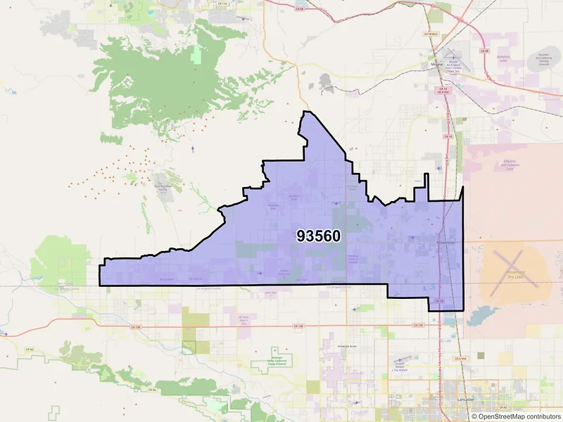 Map of ZIP Code 93560 — Rosamond, CA