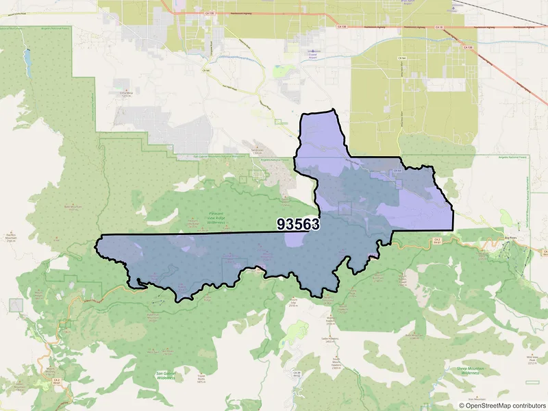 Map of ZIP Code 93563 — Valyermo, CA