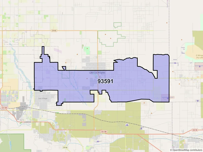 Map of ZIP Code 93591 — Palmdale, CA
