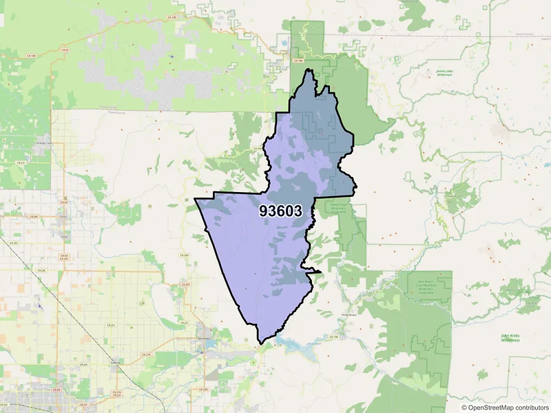 Map of ZIP Code 93603 — Badger, CA