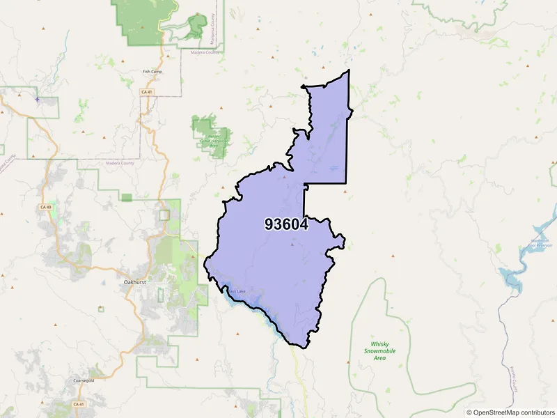 Map of ZIP Code 93604 — Bass Lake, CA