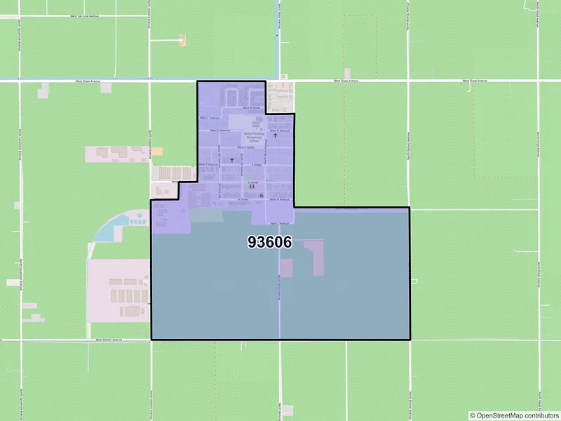 Map of Biola, California and ZIP codes