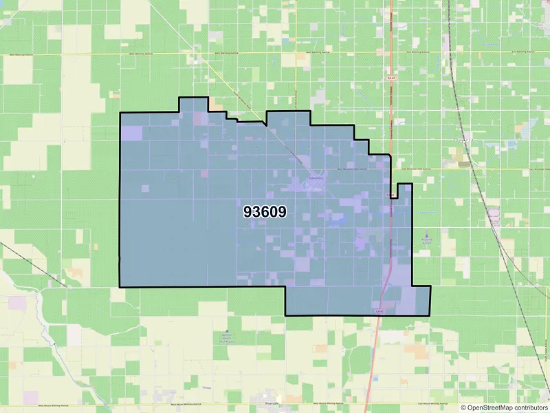 Map of ZIP Code 93609 — Caruthers, CA