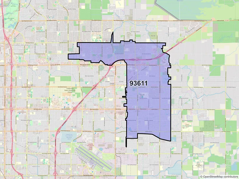Map of ZIP Code 93611 — Clovis, CA
