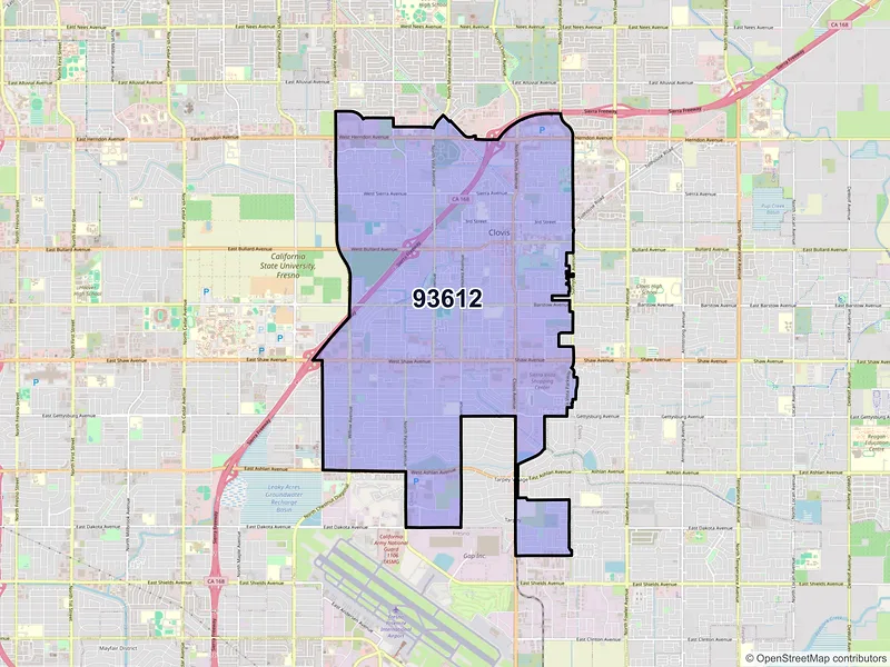 Map of ZIP Code 93612 — Clovis, CA