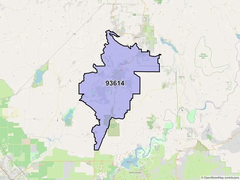 Map of ZIP Code 93614 — Coarsegold, CA
