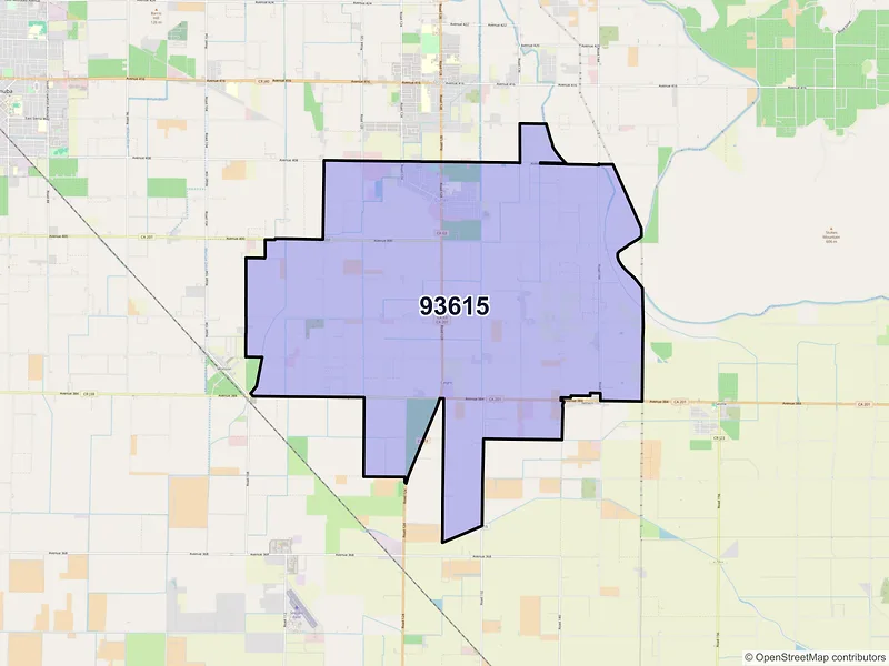 Map of ZIP Code 93615 — Cutler, CA