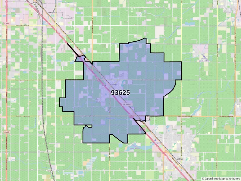Map of ZIP Code 93625 — Fowler, CA