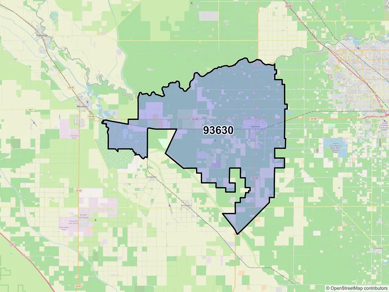 Map of ZIP Code 93630 — Kerman, CA
