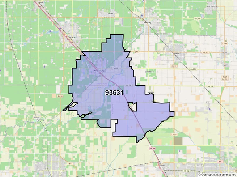 Map of ZIP Code 93631 — Kingsburg, CA