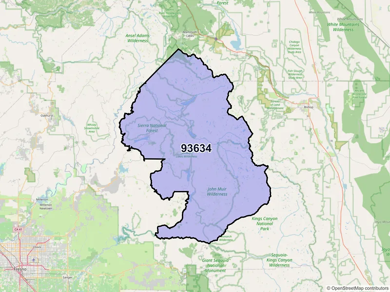 Map of Lakeshore, California and ZIP codes