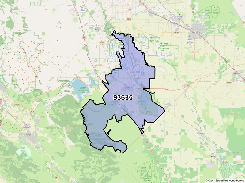 Map of ZIP Code 93635 — Los Banos, CA