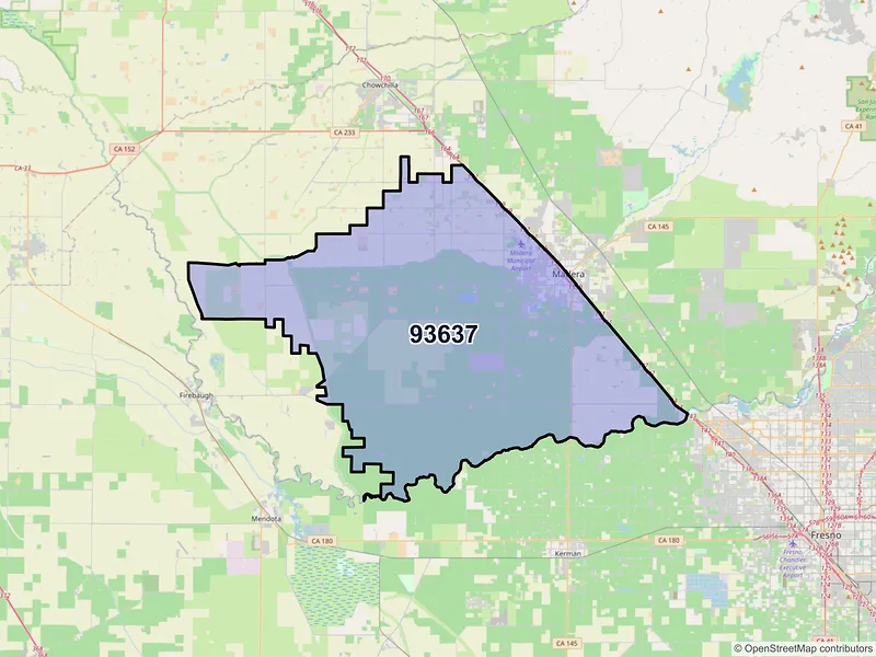 Map of ZIP Code 93637 — Madera, CA
