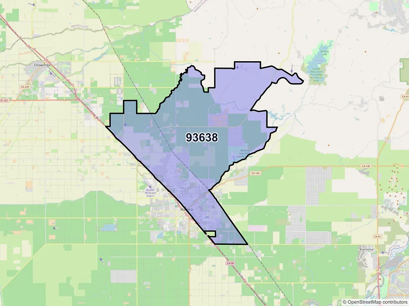 Map of ZIP Code 93638 — Madera, CA