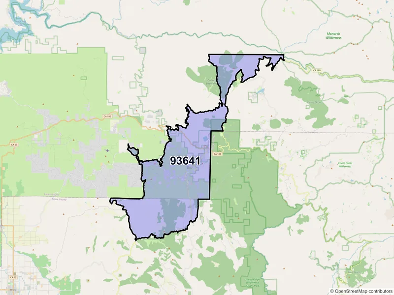 Map of ZIP Code 93641 — Miramonte, CA