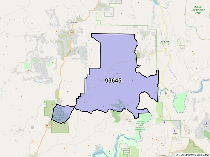 Map of ZIP Code 93645 — O Neals, CA