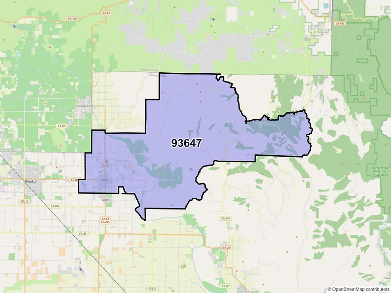 Map of ZIP Code 93647 — Orosi, CA