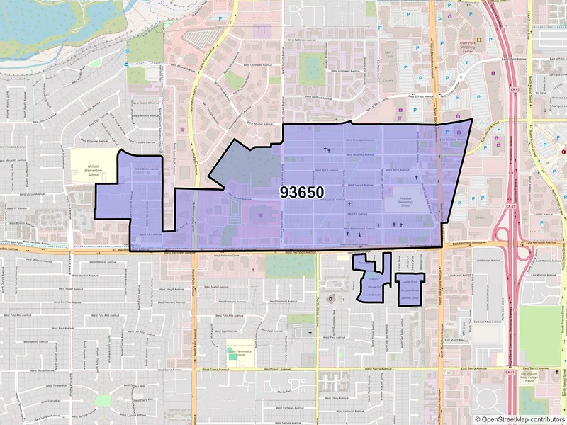 Map of ZIP Code 93650 — Fresno, CA