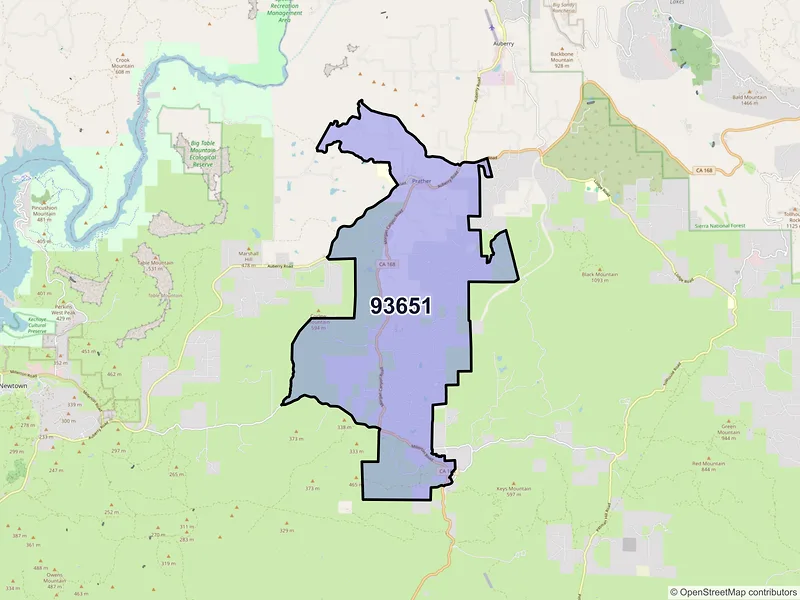 Map of ZIP Code 93651 — Prather, CA
