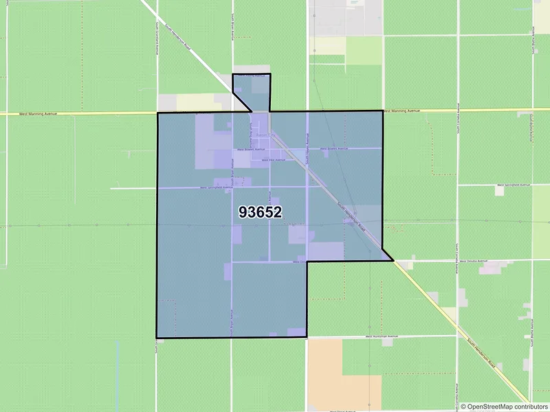 Map of ZIP Code 93652 — Raisin City, CA