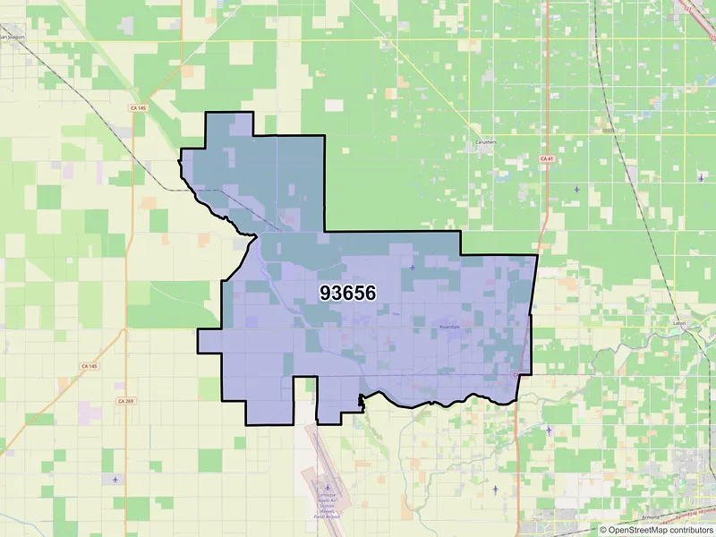 Map of ZIP Code 93656 — Riverdale, CA