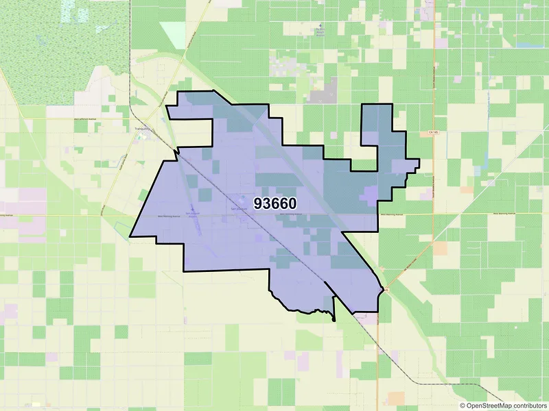 Map of ZIP Code 93660 — San Joaquin, CA