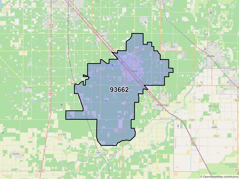 Map of ZIP Code 93662 — Selma, CA