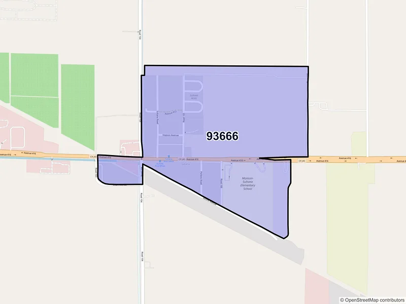 Map of Sultana, California and ZIP codes