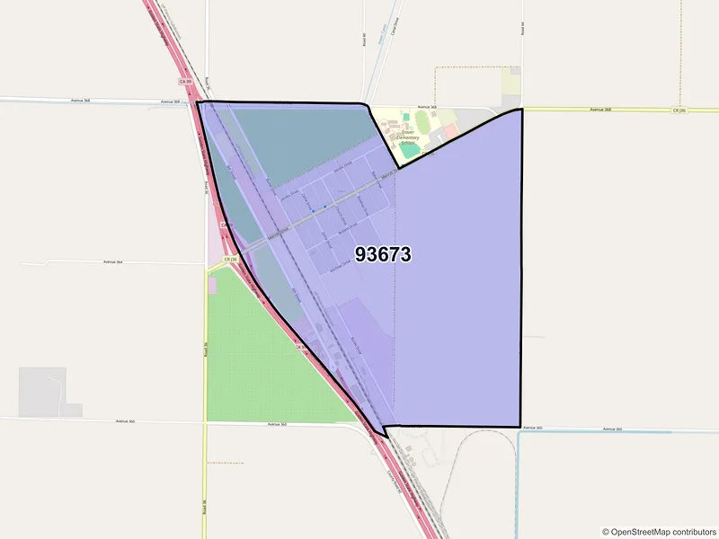 Map of Traver, California and ZIP codes