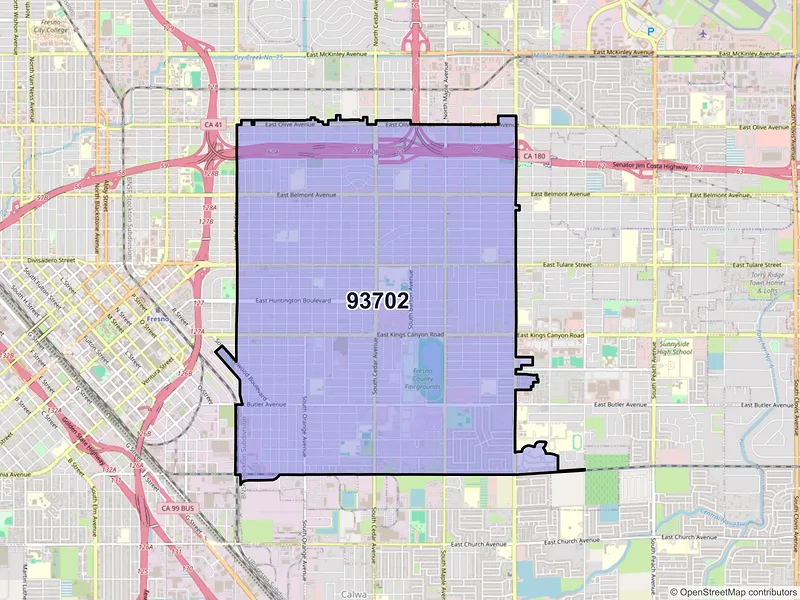 Map of ZIP Code 93702 — Fresno, CA