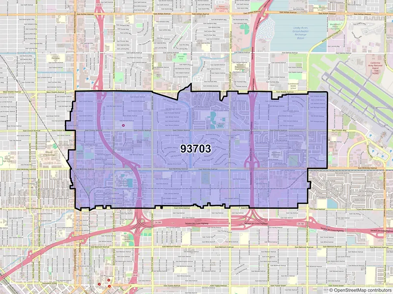 Map of ZIP Code 93703 — Fresno, CA