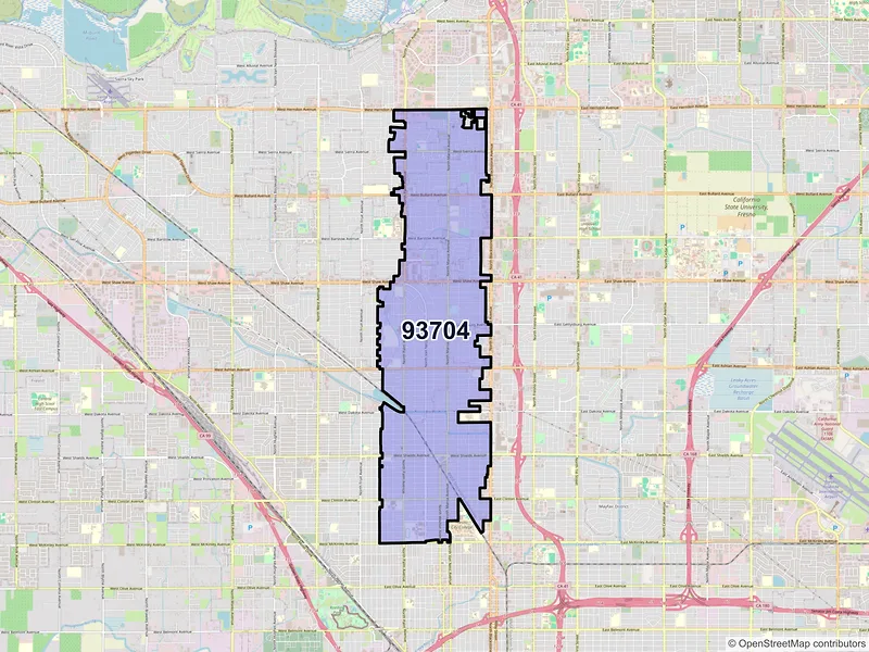 Map of ZIP Code 93704 — Fresno, CA