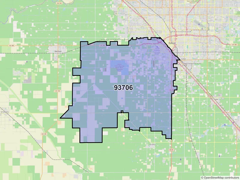 Map of ZIP Code 93706 — Fresno, CA